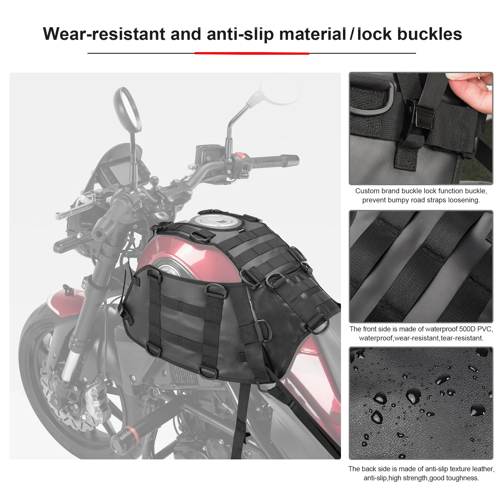 Motorcycle Fuel Tank Bag Vest Left Right Mount Base Off-Road Tactical System Rear Seat Mount Bag External Accessories
