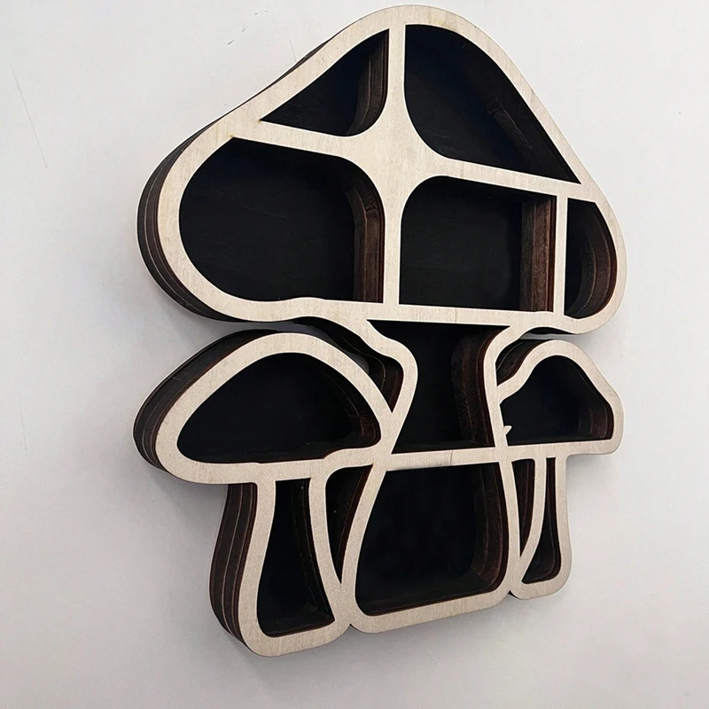 Mushroom-Shaped Shelf Multi-Layer Storage Rack Wall Decoration Pendant Wooden Craft Crystal Stone Storage Rack