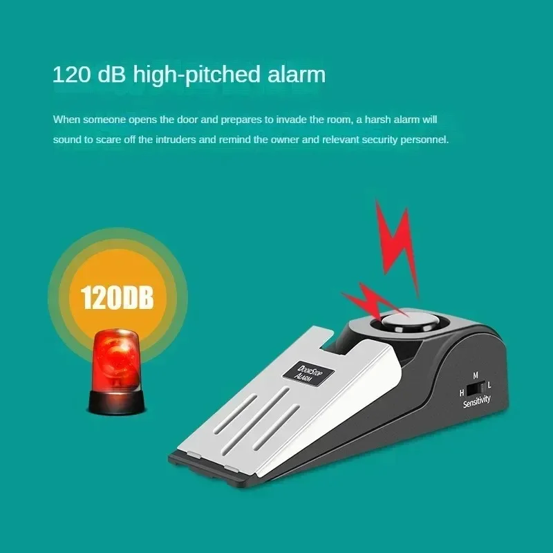 Portable Door Stop Security Alarm Hotel Door Plug Burglar Alert Gadget Door Crack Safety Alarm for Home & Travel Security System
