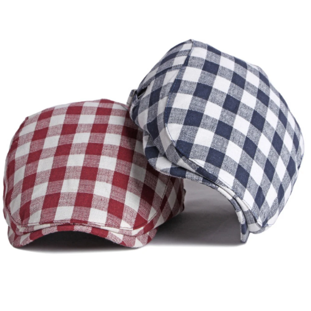 

HT3664 Berets for Men Women Spring Summer Sun Hat Artist Painter Plaid Beret Hat Male Female Ivy Flat Cap Adjustable Beret Caps