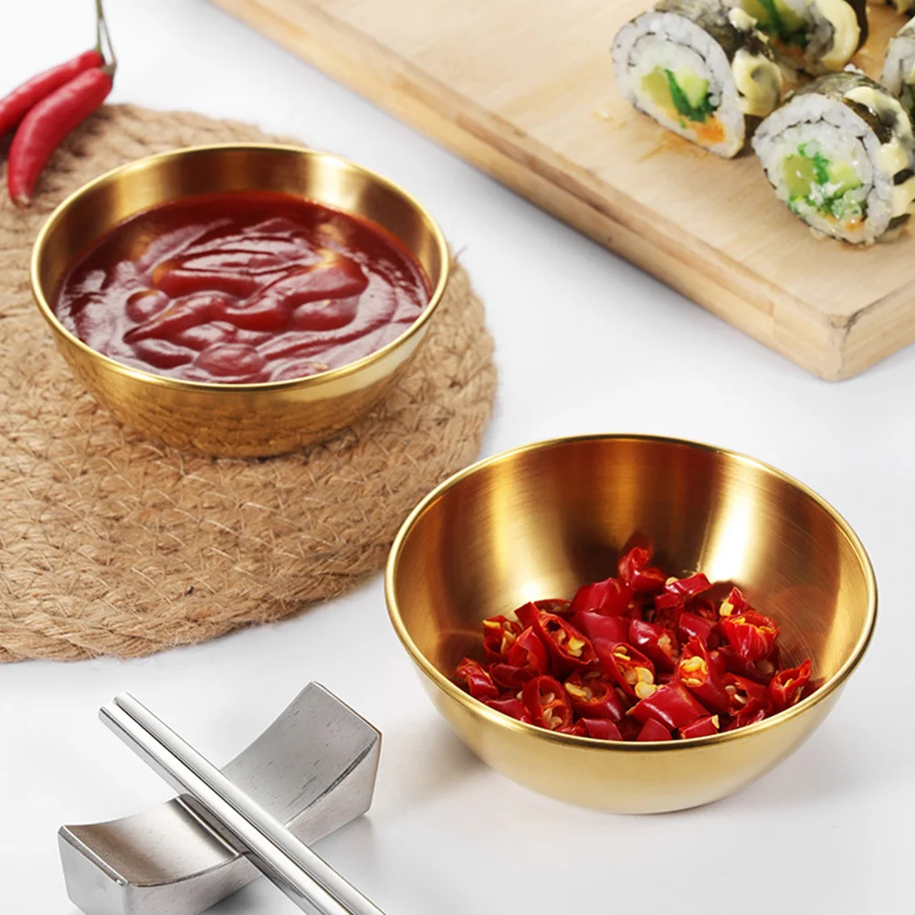

4 pcs Stainless Steel Sauce Dish Set 6.5Cm Appetizer Serving Plate For Dipping Sauces Seasoning Bowls Condiment Dish Soy Sauce