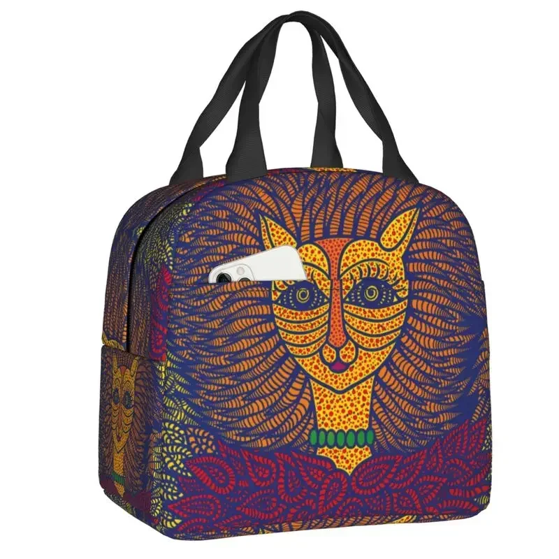 Custom Yayoi Kusama Abstract Art Insulated Lunch Bags for Women Resuable Thermal Cooler Food Lunch Box Kids School Children