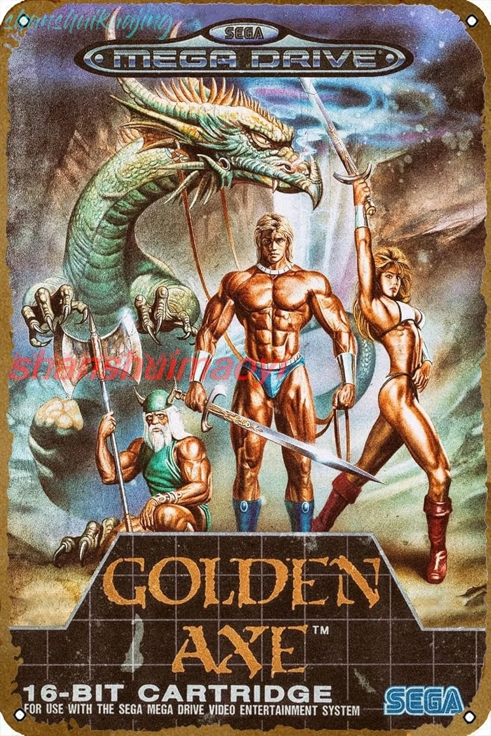 Retro Poster Gaming - Retro gaming Golden Axe Retro Tin