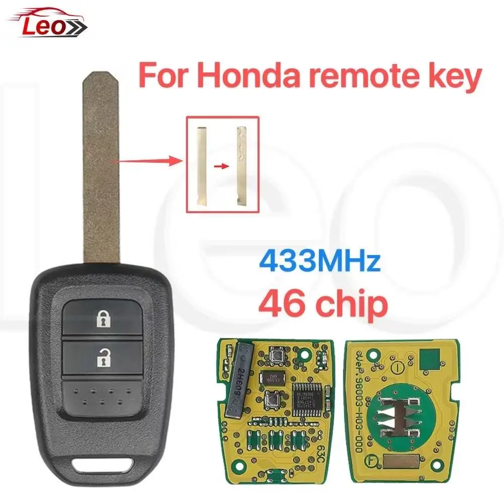 

Leo For Honda Brio Mobilio 2014 2015 2016 car remote key 2button PCF7961A 433MHz ID:46CHIP Cutable blade