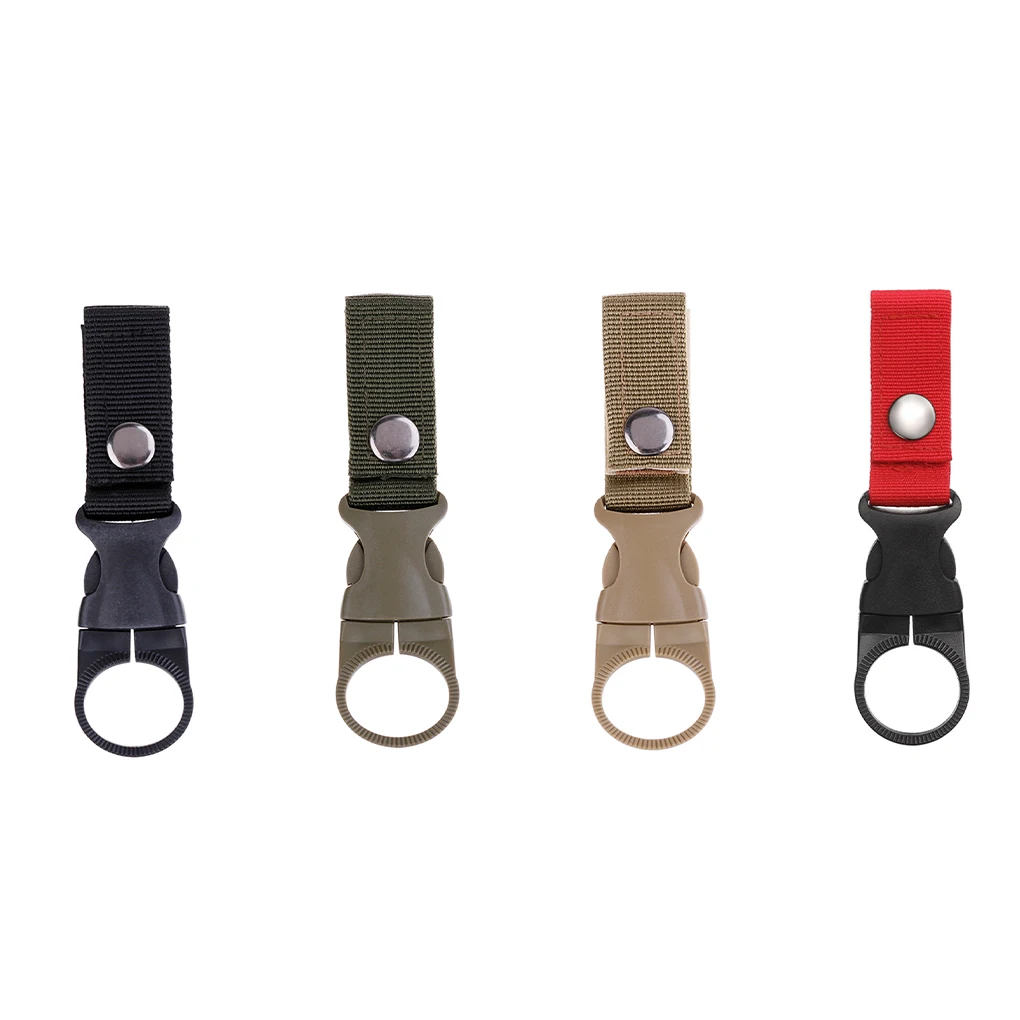 10 Pcs Water Bottle Elastic Holder Clip Buckle Hook Carabiner Belt Accessory Outdoor Hiking Backpacking Running Black