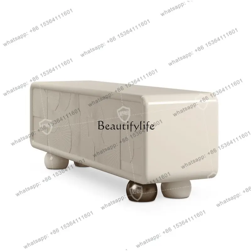 

X4 Quiet wind milk color Nordic TV cabinet Living room arc art B & B Italian TV cabinet