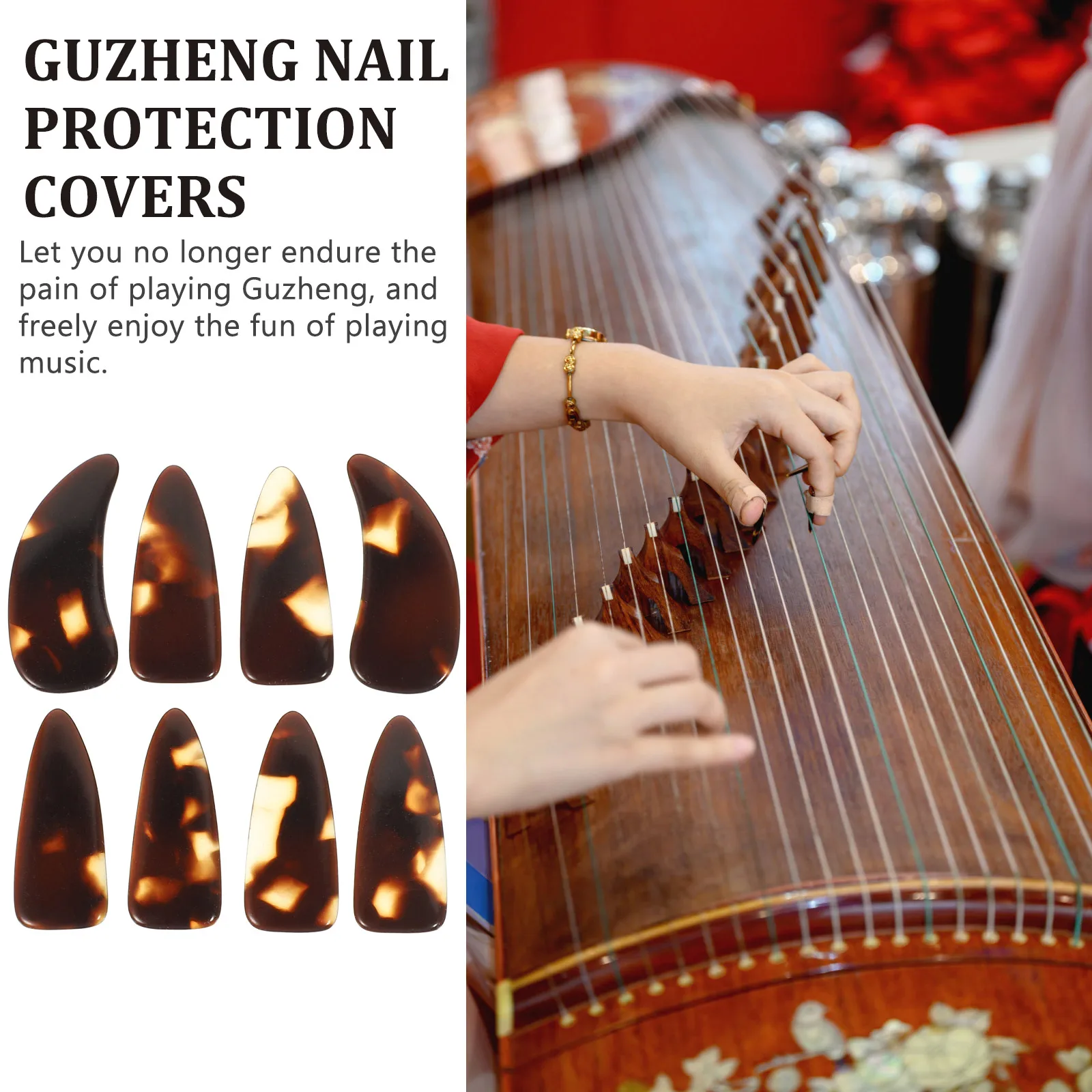 1 conjunto adulto guzheng palhetas de dedo falso resistente ao desgaste profissional instrumento de cordas ferramenta de jogo acessório para prática