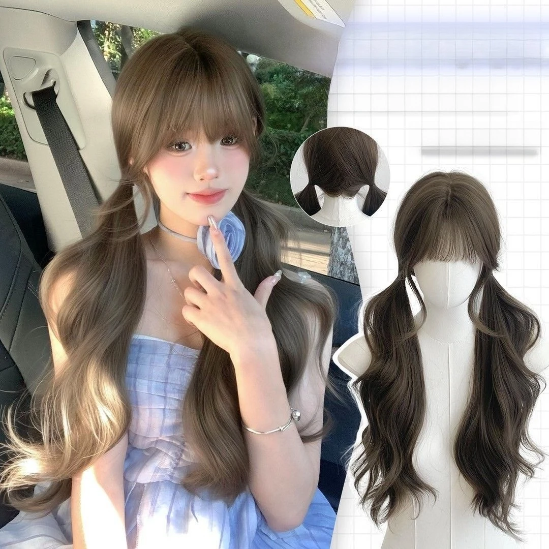 

Synthetic Wigs [Shao Luo Baby] Women's Long Curly Hair Double Buns Natural Style Internet Celebrity Same Daily Sweet