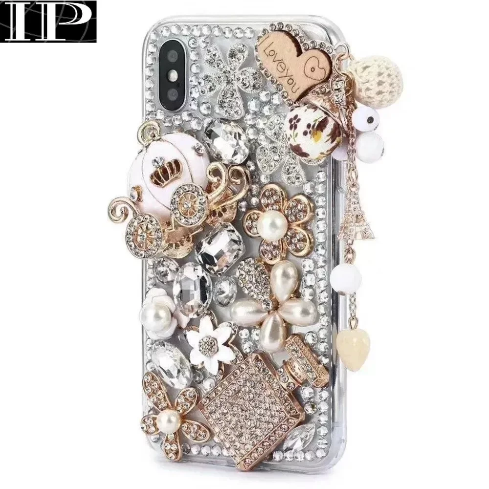 Handmade Case Bling Rhinestone Diamond Crystal Mobile Phone Decorative Case for IPhone 15 14 13 12 11 Pro Max Cover 8 Plus X XS