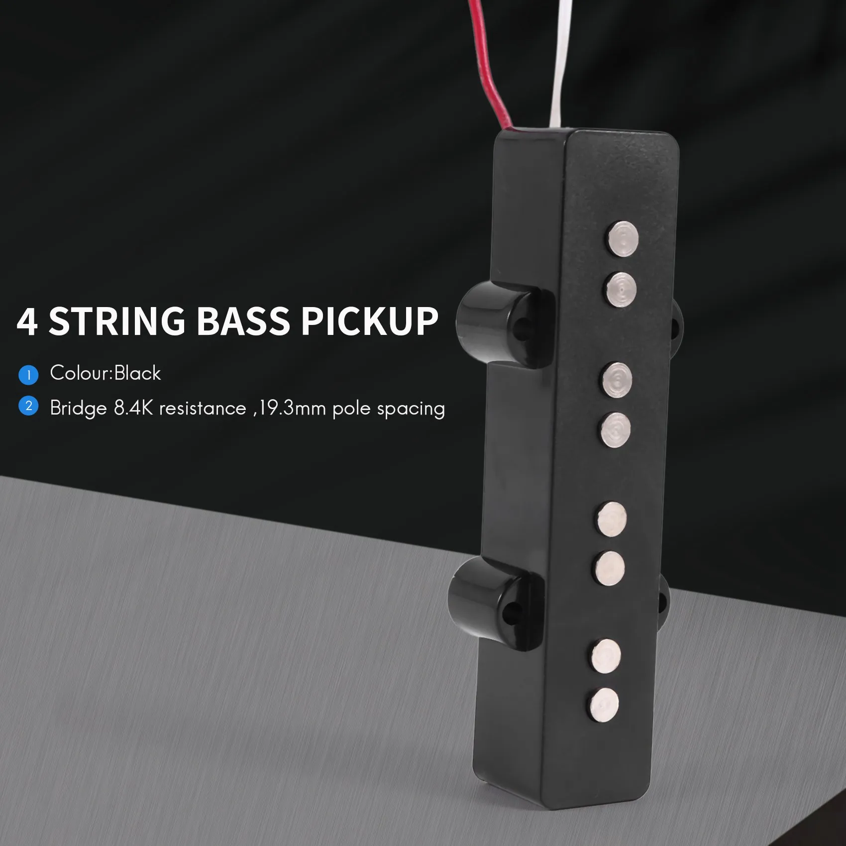 Pro Electric Bass Open Type Noiseless Bridge Pickup For 4 String Jazz Bass Jb Style,Black 95x18.3Mm