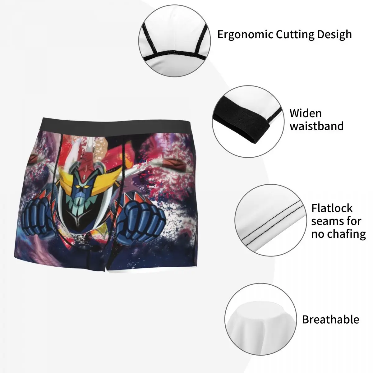 Cool Goldorak Grendizer Underwear Men Printed Customized Ufo Robot Anime Boxer Shorts Panties Briefs Soft Underpants