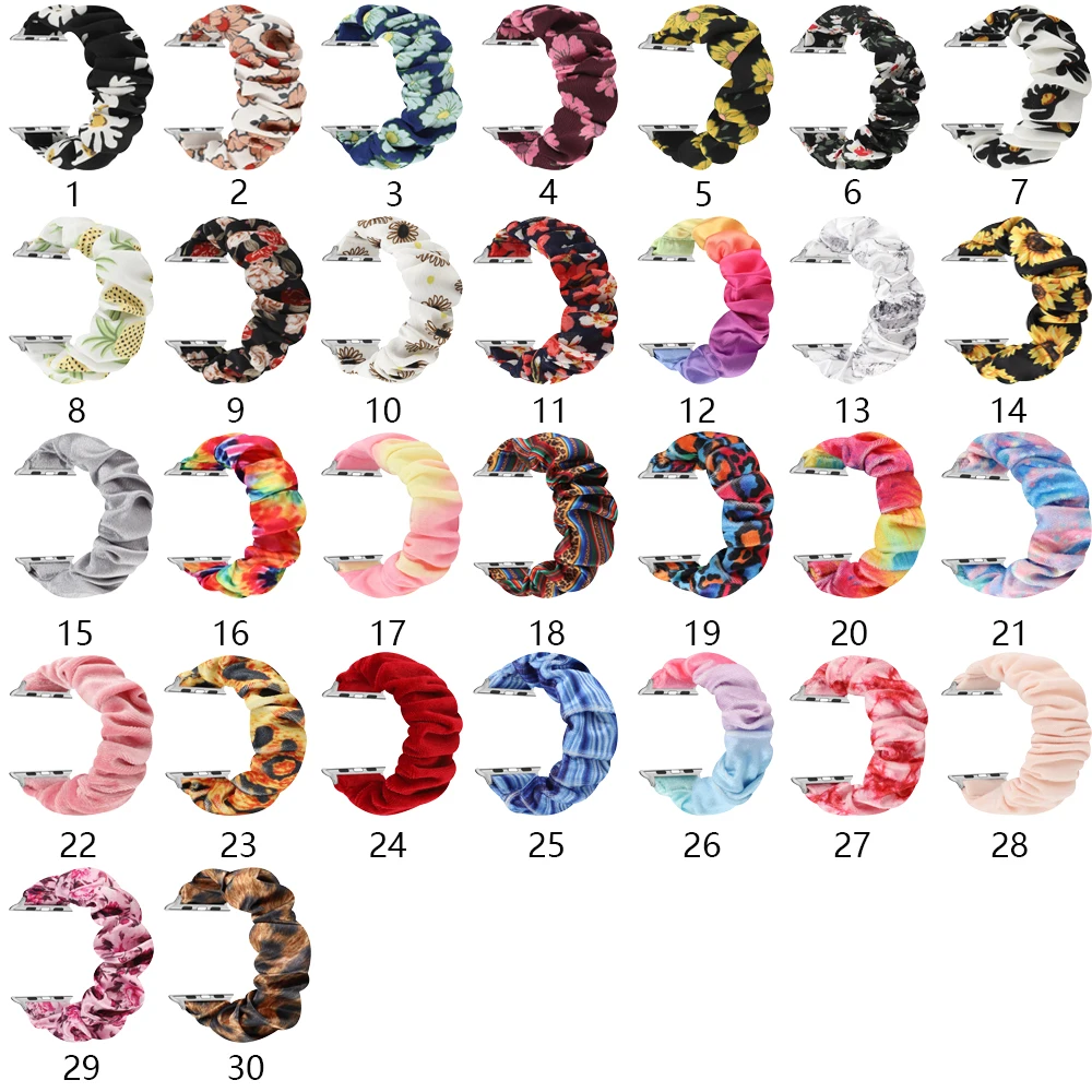 

100pcs Scrunchie Elastic Watch Straps Watchband for Apple Watch Band Series 6 5 4 3 42mm 44mm 38mm40mm for iwatch strap Fhx-pf9