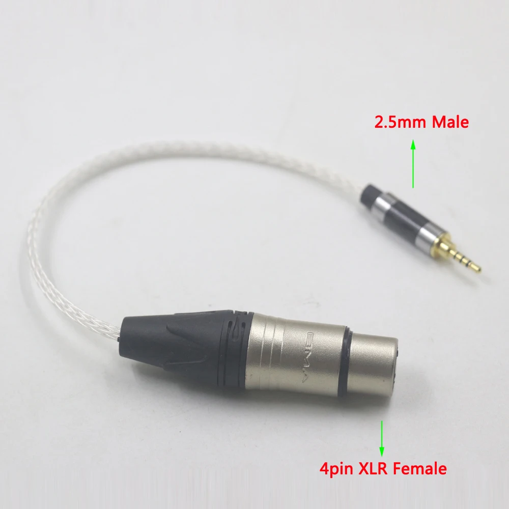 Haldane HIFI 16Cores UPOCC Single Crystal Silver 2.5mm TRRS Male to 4pin XLR Balanced Female Audio Adapter Cable