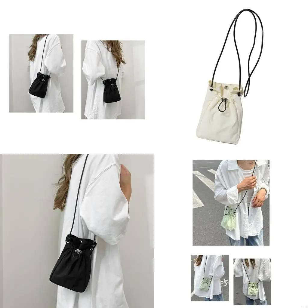

Unisex Fashionable Small Phone Bag with Shoulder Strap Pleated Drawstring Crossbody Phone Purse for Travel and Shopping