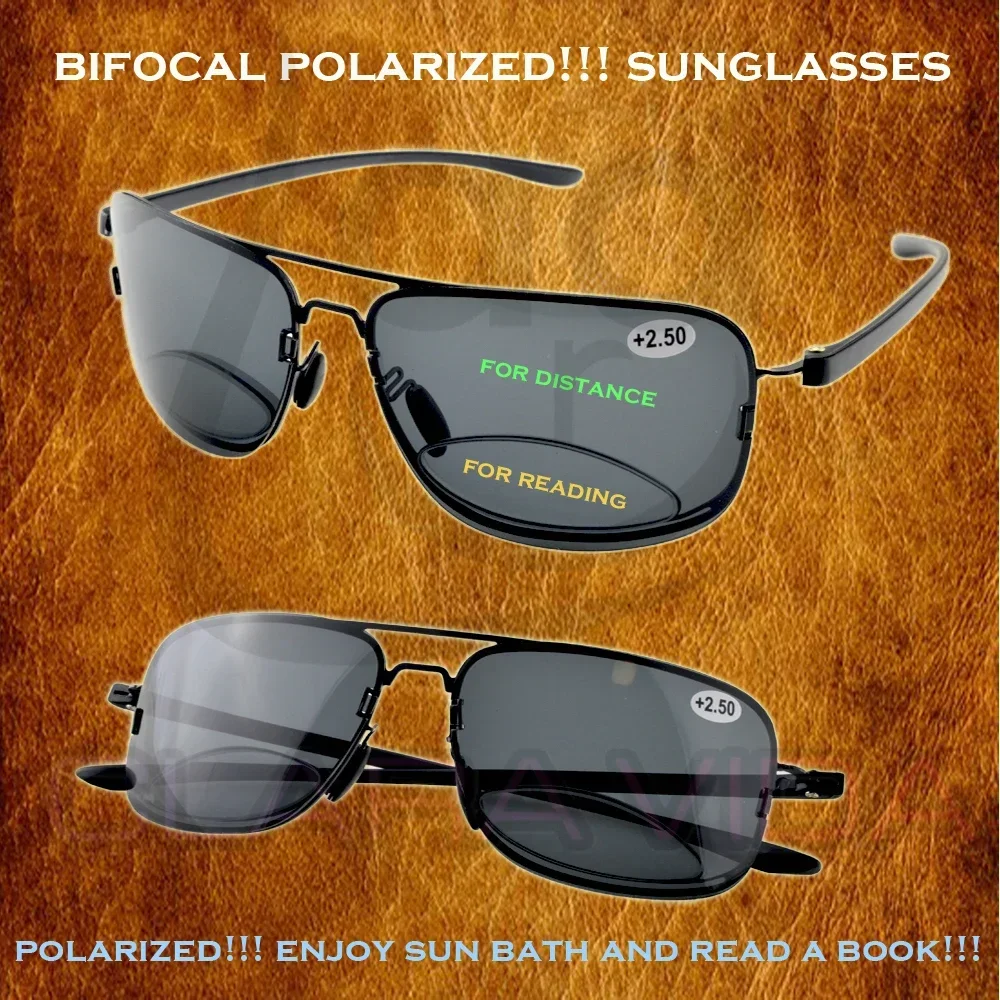 Pilot Frame Black Lenses See Near and Far Polarized Bifocal Reading SunGlasses 0.75 1 1.25 1.5 1.75 2 2.25 2.5 To 3.5