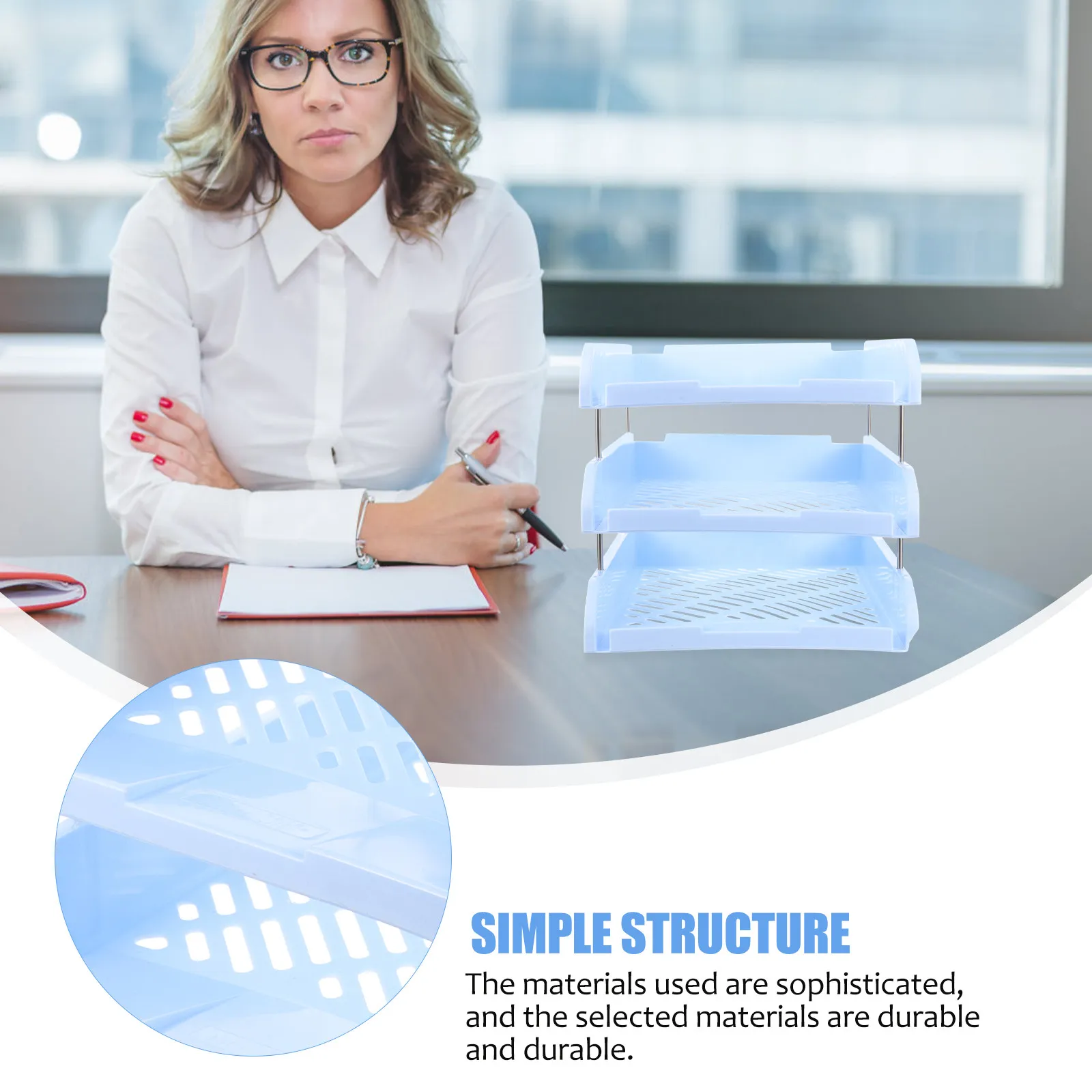 3 Tier Desk File Organizer for Office Home School Use Desktop Paper Tray Storage Rack Document Magazine Holder Stackable Letter