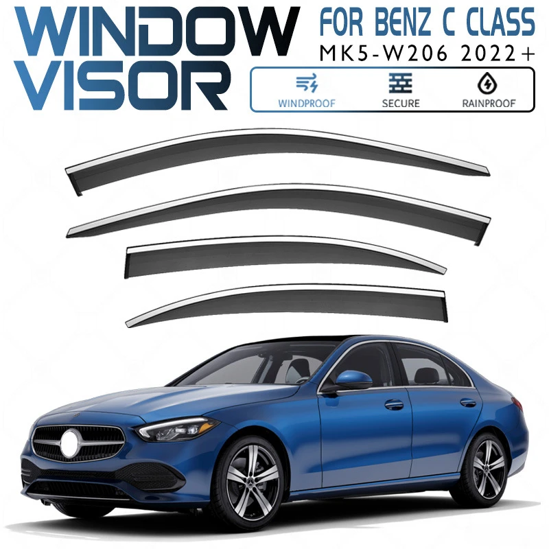 

Fit For Benz C Class W203 W204 W205 S205 W206 C200 C260 C300 Window visor Awnings Shelters Vent Shades Sun Rain Deflector Guard