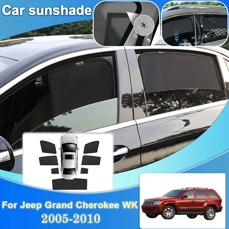 

Авто сетчатый солнцезащитный козырек для Jeep Grand Cherokee WK 2005-2010, теплоизоляция, защита от солнца, анти-УФ-магнитные козырьки, автомобильные аксессуары