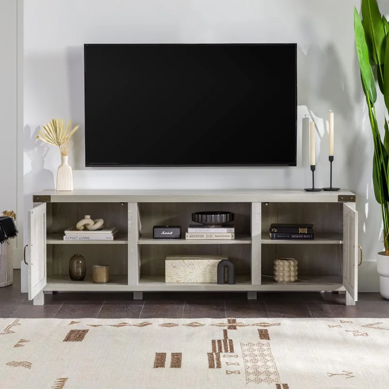 Walker Edison grand Modern Farmhouse Double Barn Door TV Stand per TV fino a 80 pollici, 70 pollici, Stone Grey