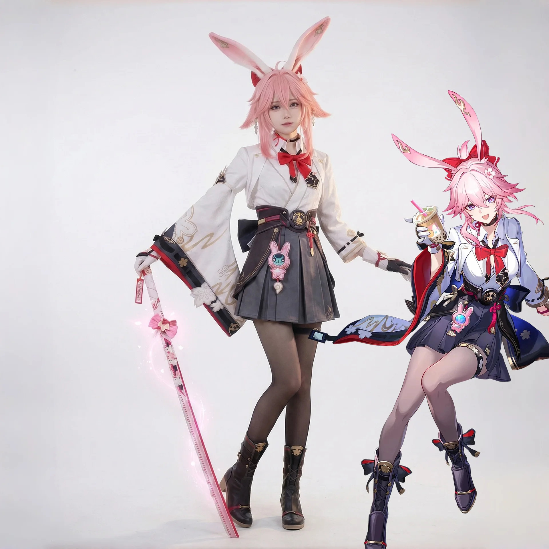 

Honkai: Star Rail Feixiao Cosplay Costume Full Set Bunny Ears Japanese Style Uniform for Women Game Anime Role Play