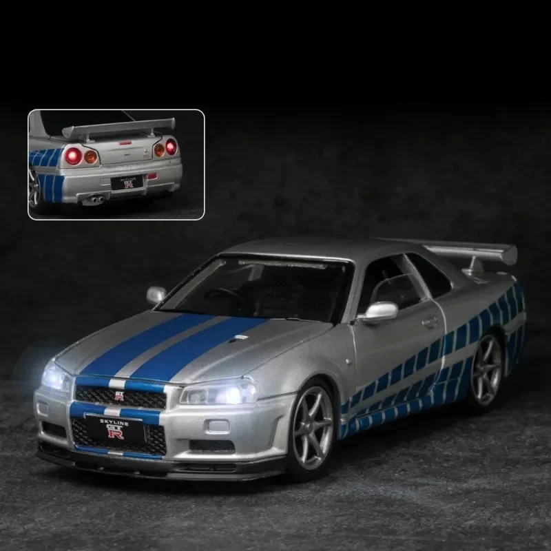 Nissan Skyline Ares GTR R34 Diecasts Veículos de brinquedo metálico para crianças, modelo de carro, alta simulação, brinquedos de coleção, novo, 1:32