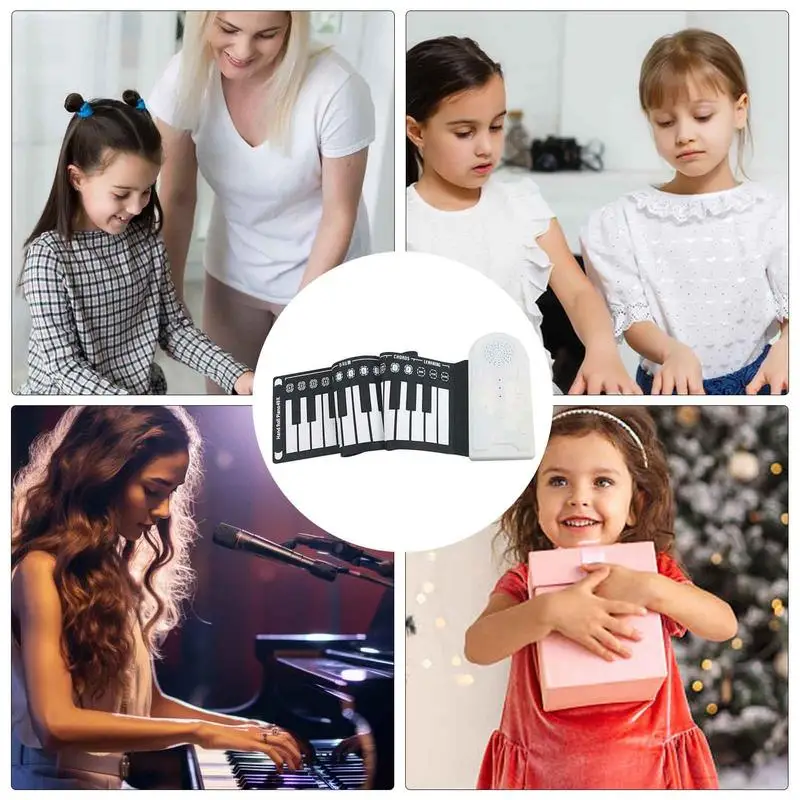 Roll Up Piano Mat Electric Portable Foldable Music Keyboard 49 Keys Music Keyboard Educational Toy For Kids Beginners Adults