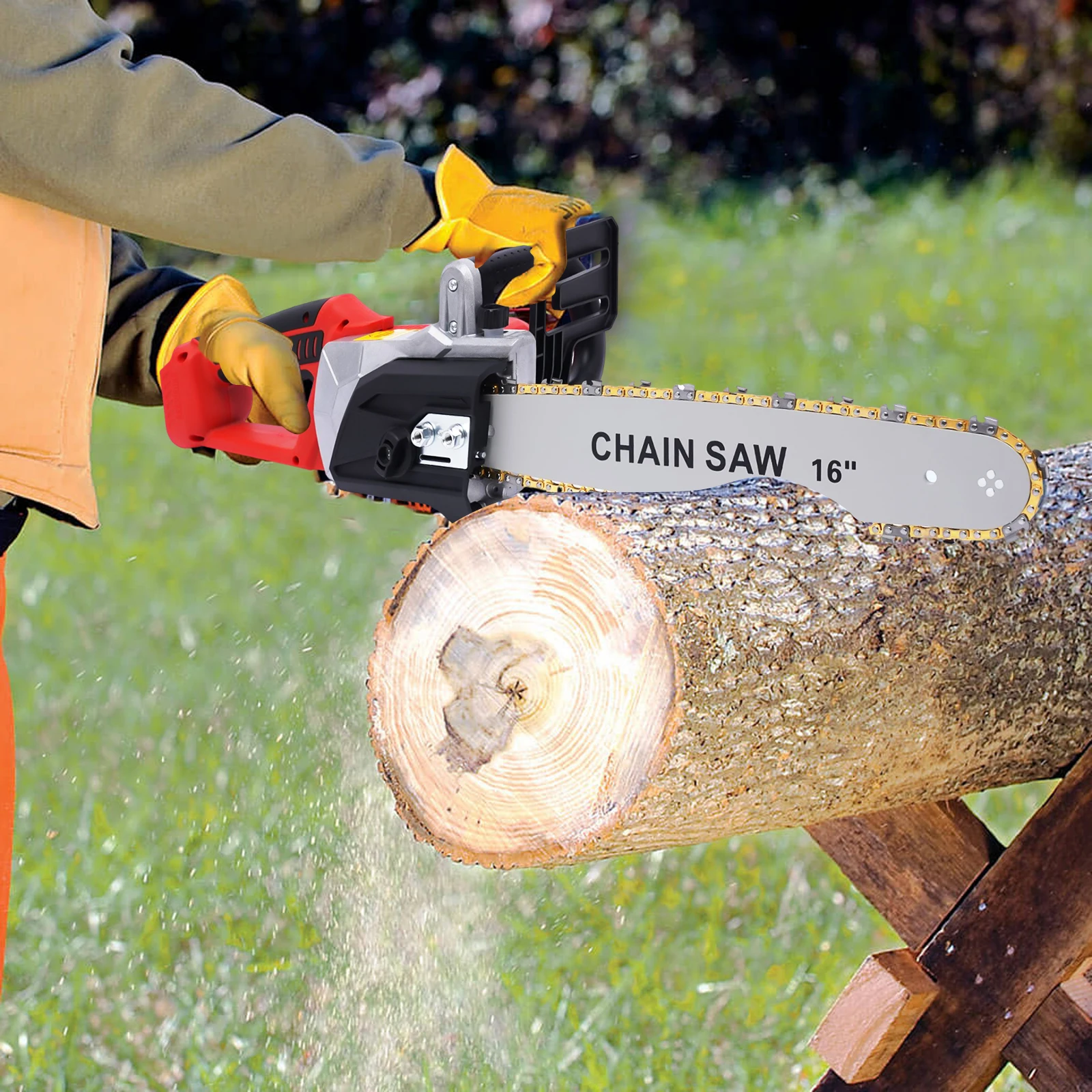 

Electric Chainsaw Wood Cutting Rool Cordless Handheld Woodworking Saw Rechargeab