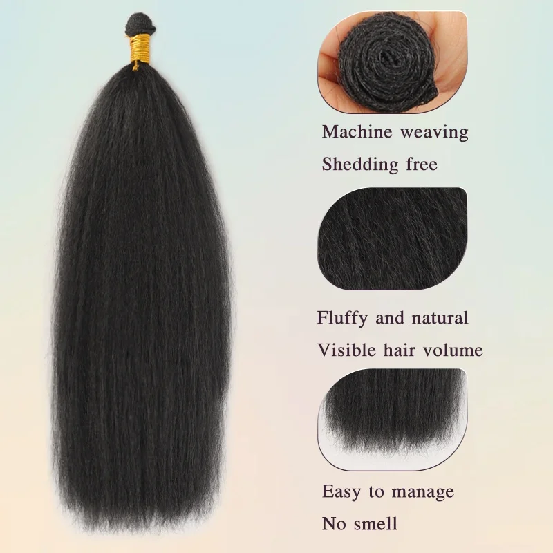 14-22" Yaki Recht Synthetisch Haar 3Pack, Natuurlijke Look, Zacht en Glad, Hoogwaardig Vlechtmateriaal, voor Halloween Kerstmis