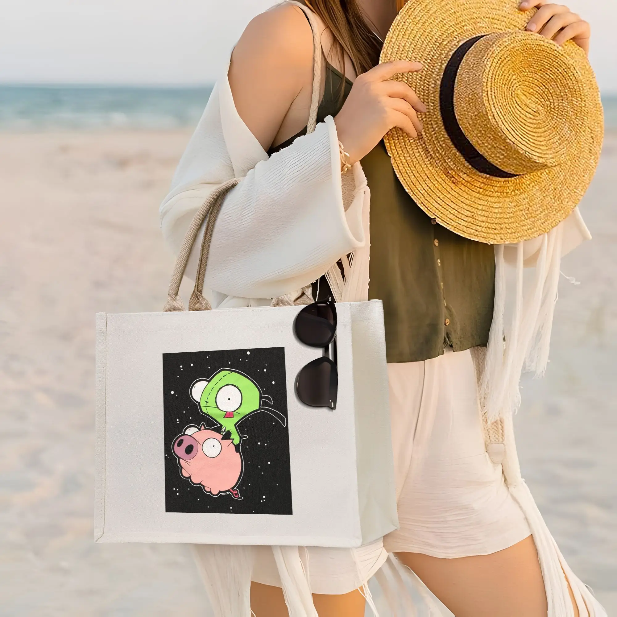 

Сумки для покупок Invader zim Art, холщовая сумка-тоут, многоразовая, для женщин, сумка через плечо, дорожная сумка