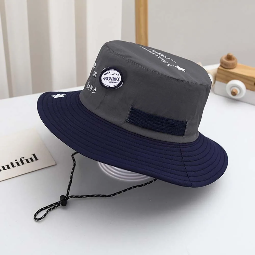 

Cute Breathable Children Fisherman Hat Contrast Color Letter Embroidery Bucket Cap Anti-UV Soft Quick-dry Sun Hat Boys