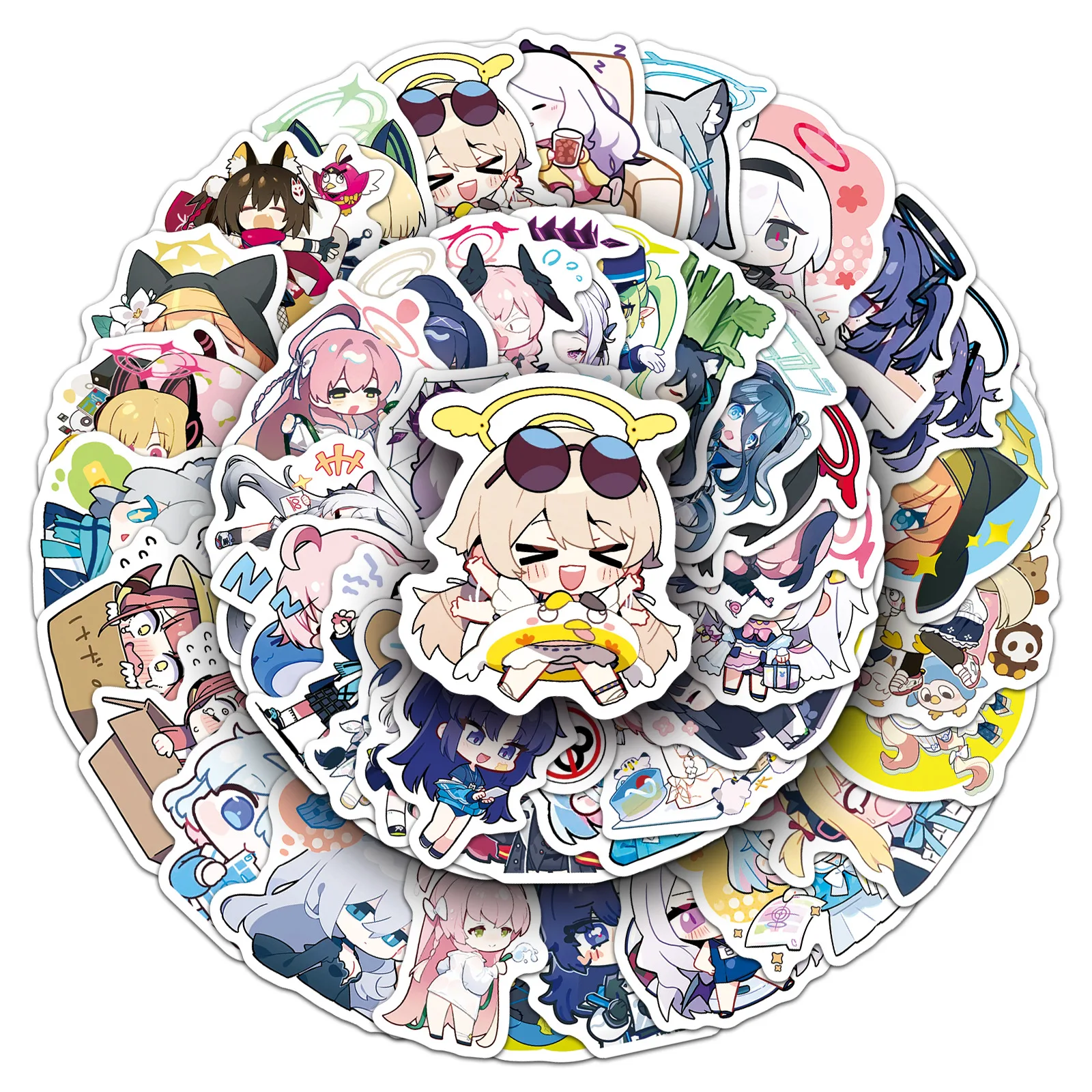 

50 шт. синие архивные наклейки Q версия милые мультяшные игровые наклейки водонепроницаемые наклейки для чехла для телефона DIY декоративные аниме наклейки