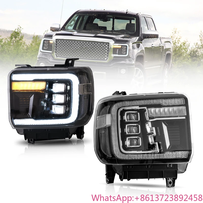 

VLAND Factory Headlights SIERRA 1500 Assembly 2014-2018 Car Head Light 2015-2019 Front Head Lamp for GMC SIERRA 2500HD 3500HD