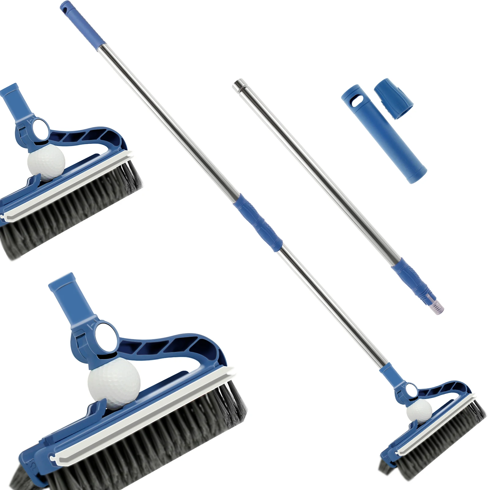 

Floor Scrubbing Brush with Retractable Handle 180° Rotatable Floor Cleaning Brush with Scraper Stiff Bristles Floor Scraper