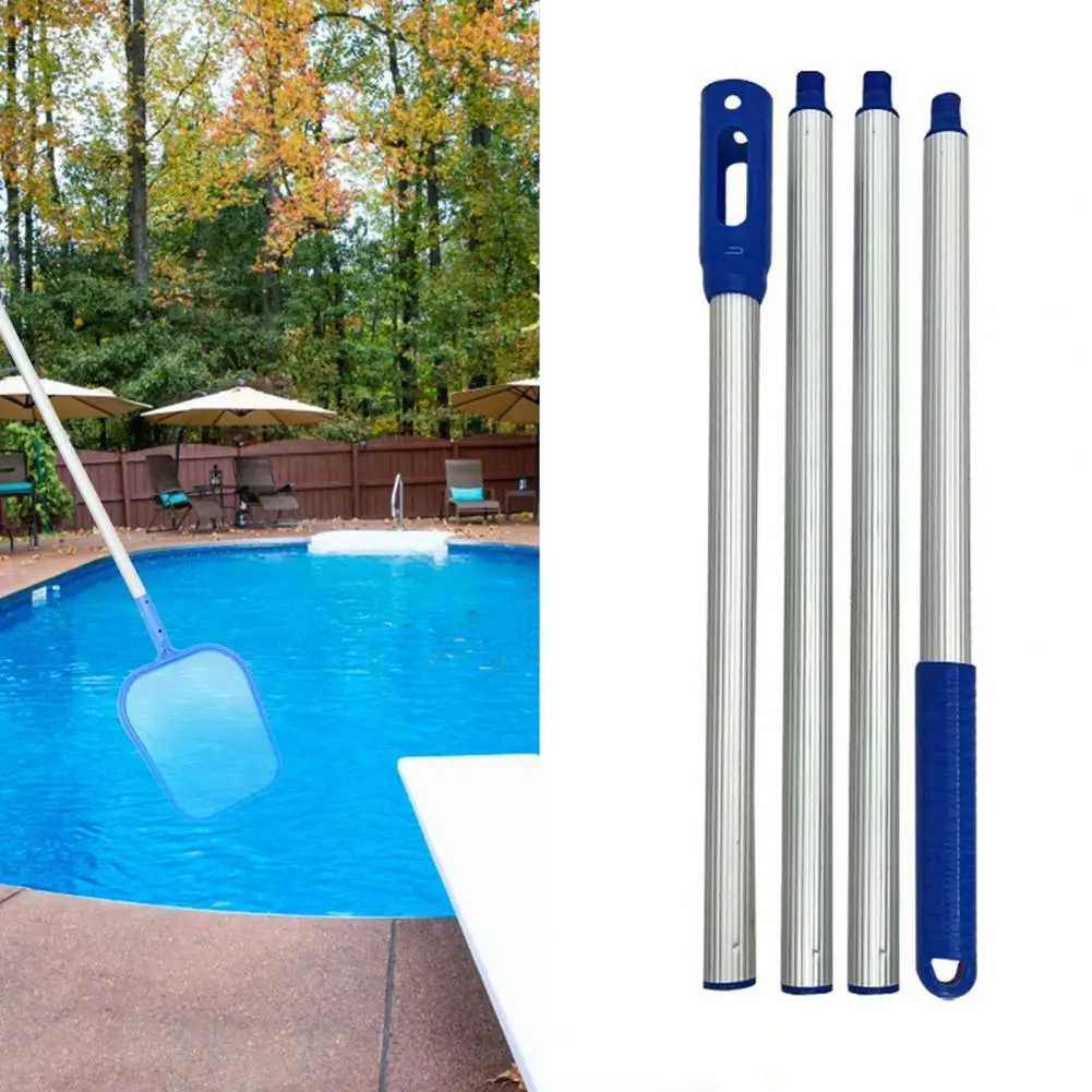 Non-deformable Pool Brush Pole Aluminum Alloy Connections Parts Easy to Use Segmented 4 Sections Telescopic Rod