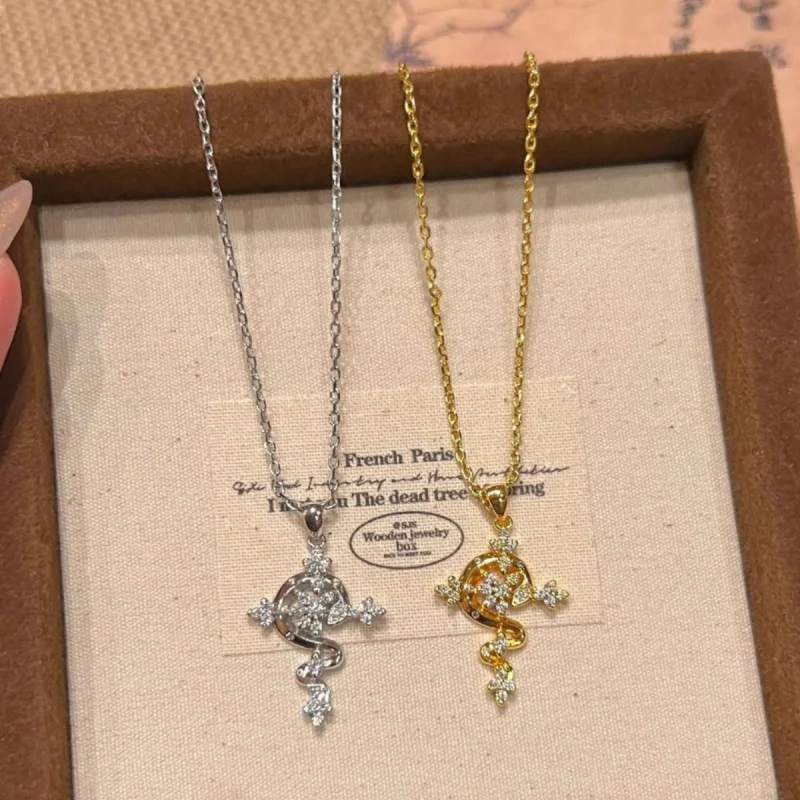 Summer Snake, Scepter, Cross, Jesus Pendant, Silver Necklace, Women's punk retro collarbone chain 2025, Bohemian jewelry gift fo