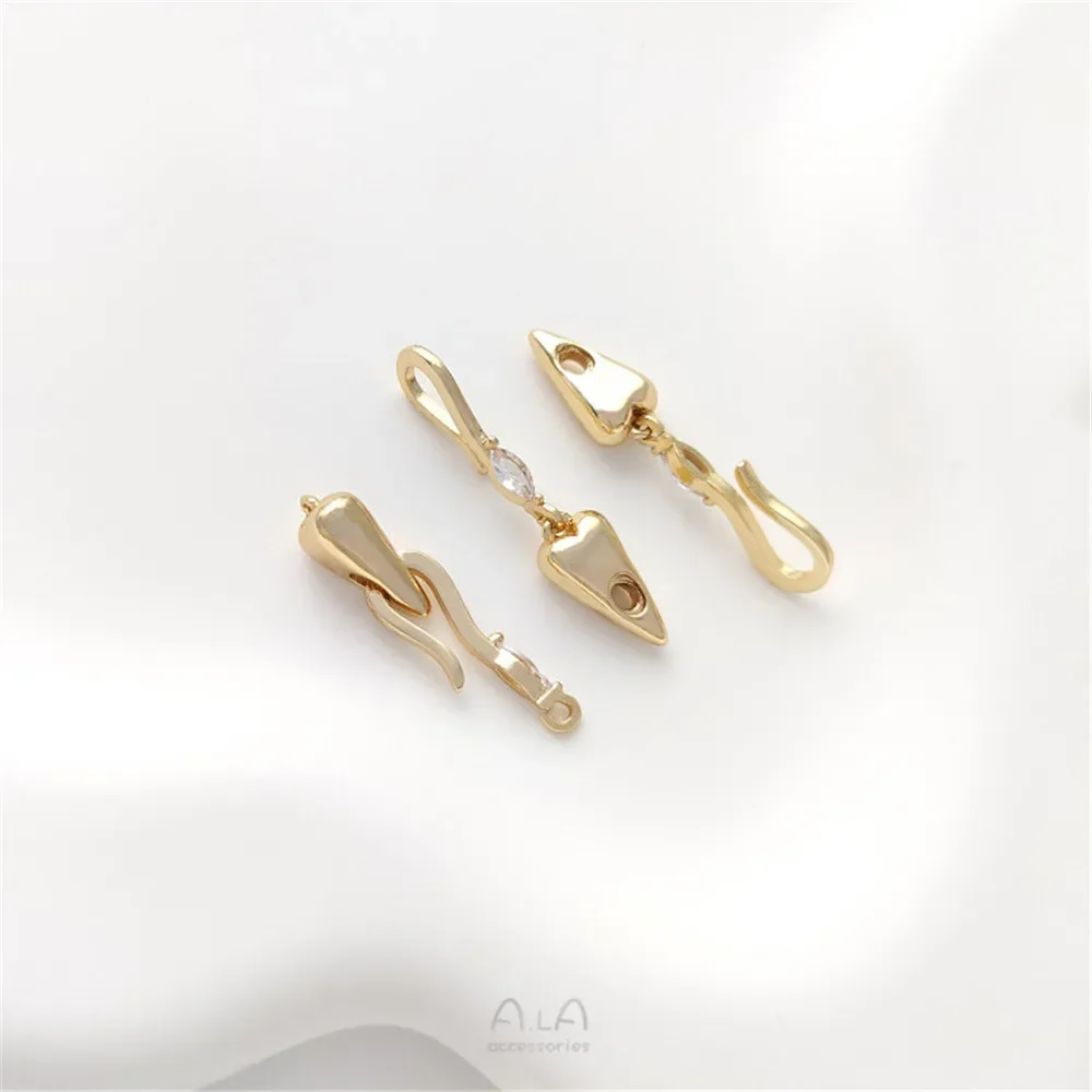 14K Bag Peach Heart Shaped Fish Hook Clasp Pearl Hook OT Clasp Bracelet Necklace Connected Finishing DIY Jewelry