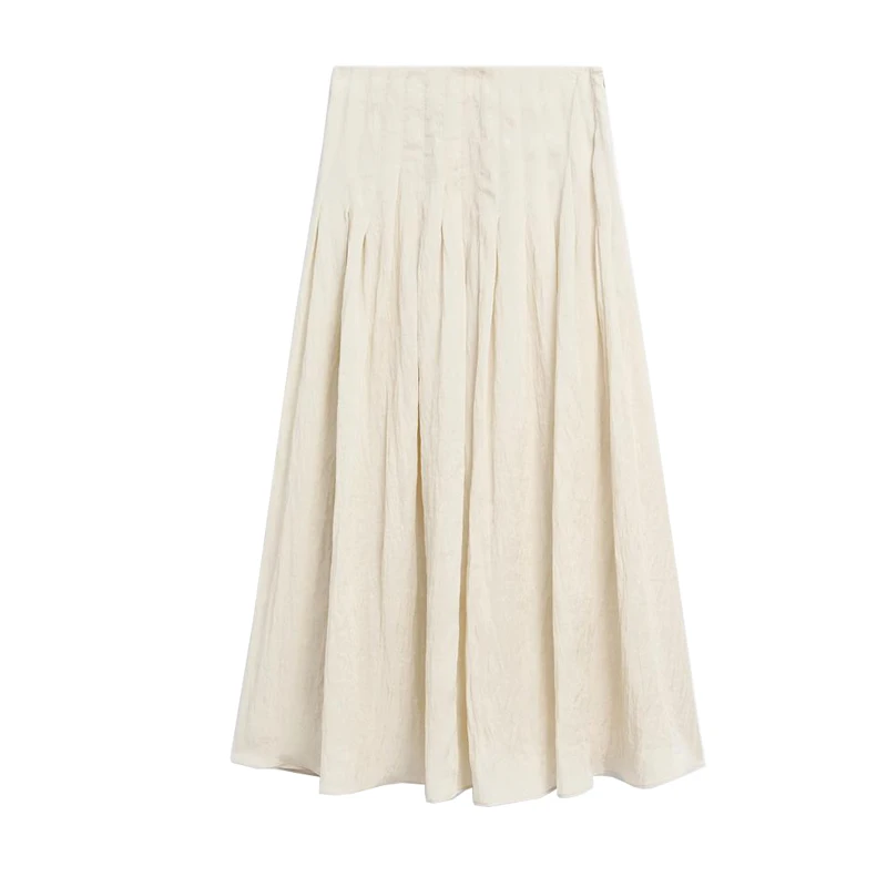 

Ele Midi Pleated Skirt for Women Spring Summer New Arrival Chiffon Dra White Noise Sle A-Line Skirt High Waist Long...