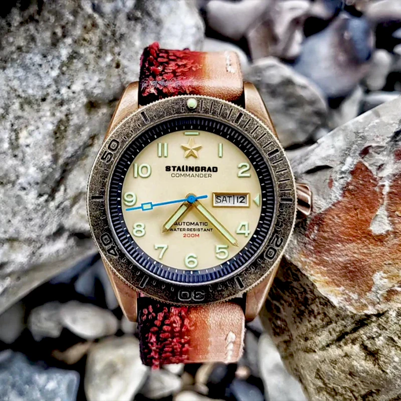 SG 45 MILÍMETROS Homens Relógio de Bronze Super Moldura Bronze Mostrador Luminoso do relógio de Mergulho 200m Relógio Vidro de Safira Relógios Automáticos Военные часы