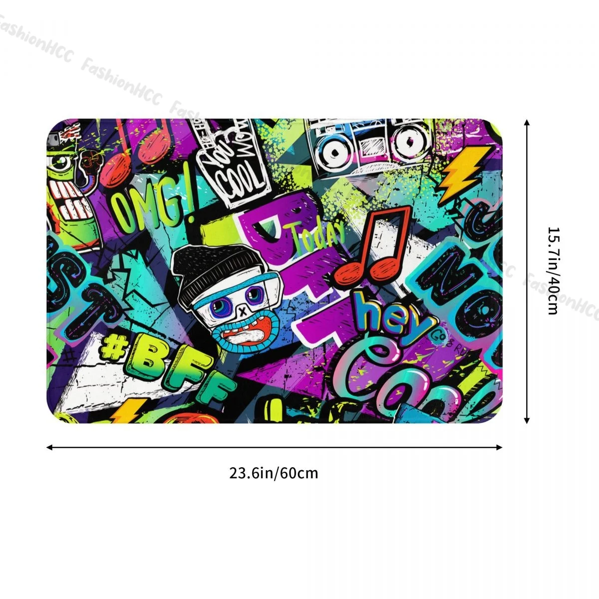 Graffiti Art Pattern Non-slip Doormat Cartoon Textile Clothes Wrapping Paper Bath Kitchen Mat Outdoor Carpet l Pattern Decor