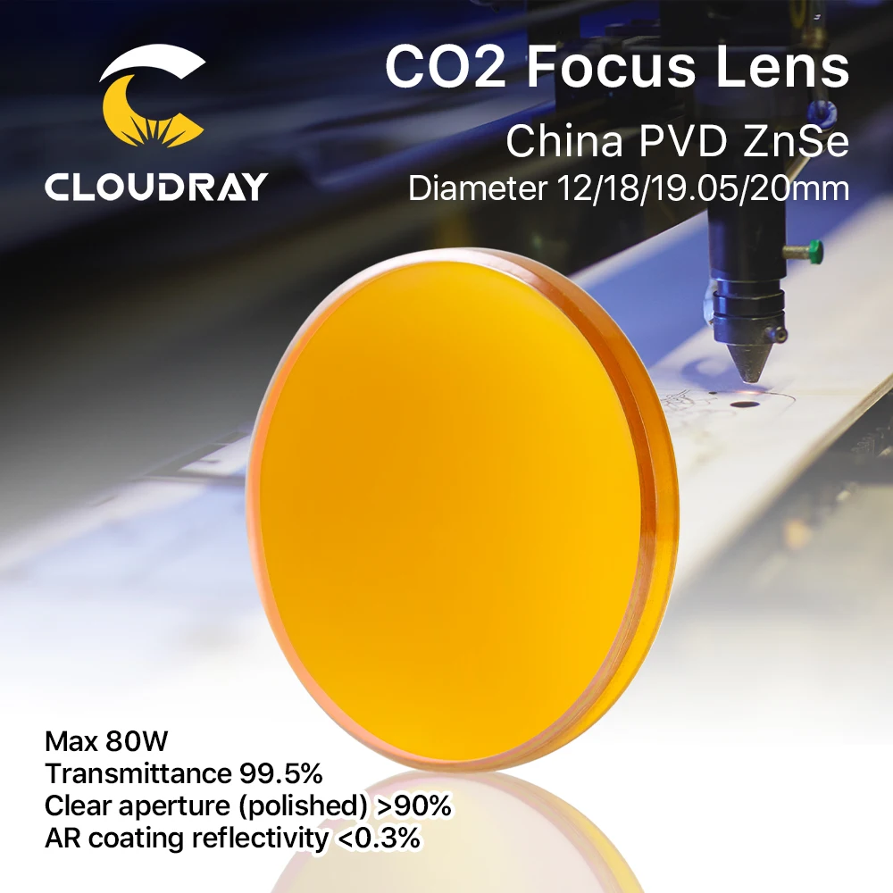 CLOUDRY-Lente de enfoque China Co2 ZnSe, diámetro 18, 19.05, 20mm, FL38.1, 50.8, 63.5, 101.6, 127mm 1.5-4", para máquina cortadora de grabado láser