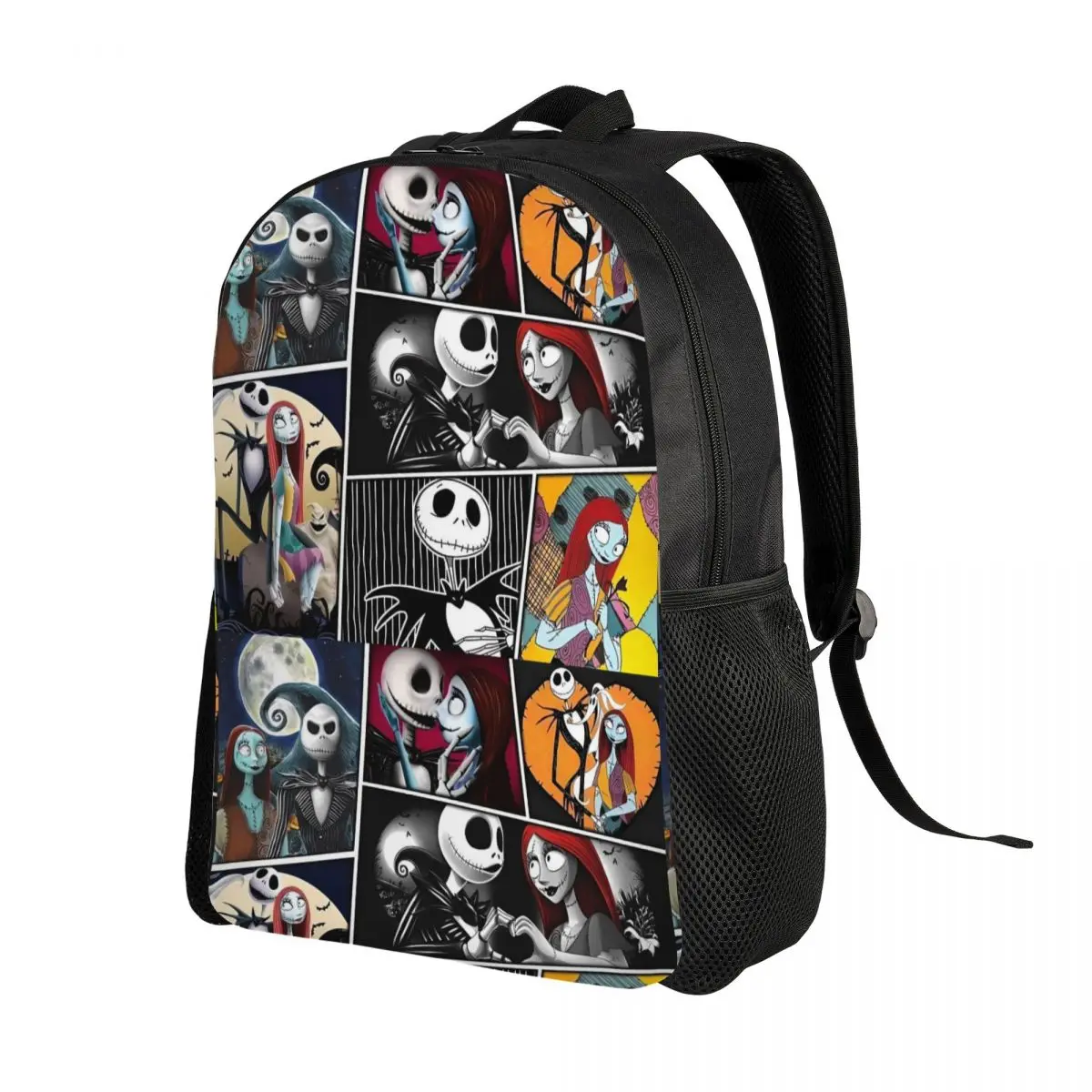 Custom Jack And Sally Collage Laptop Backpack Women Men Basic Bookbag for College Student The Nightmare Before Christmas Bags