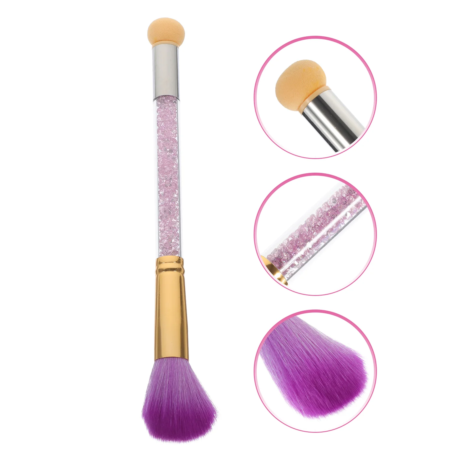 1pc Nail Dust Remover Brush Doudle End Acrylic Rhinestone Pole Brush Manicure Tool (Purple) nail dust brush