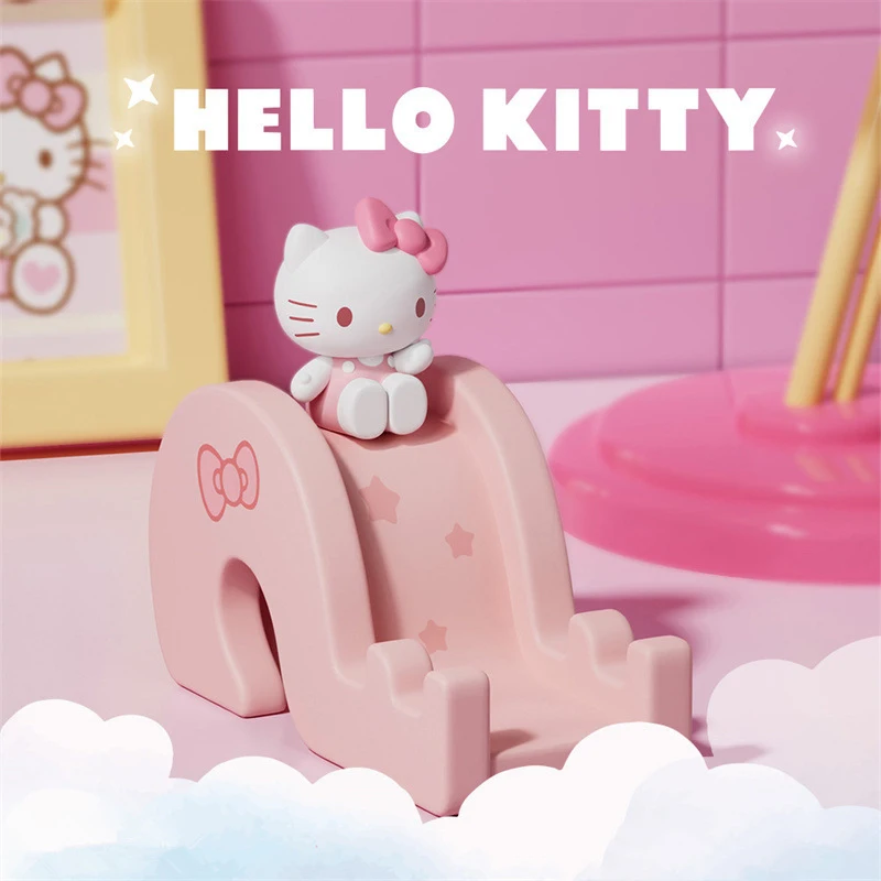 Soporte para teléfono móvil Kawaii Sanrio, muñeco de dibujos animados de HelloKitty, forma de diapositiva creativa, soporte para teléfono móvil IPad, decoración de escritorio