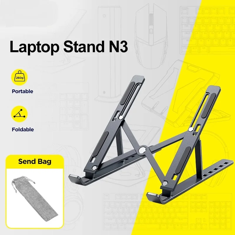 

N3 Portable Laptop Stand Aluminium Foldable notebook Stand Compatible with 10 to 15.6 Inches Laptops For Macbook Lenovo DELL