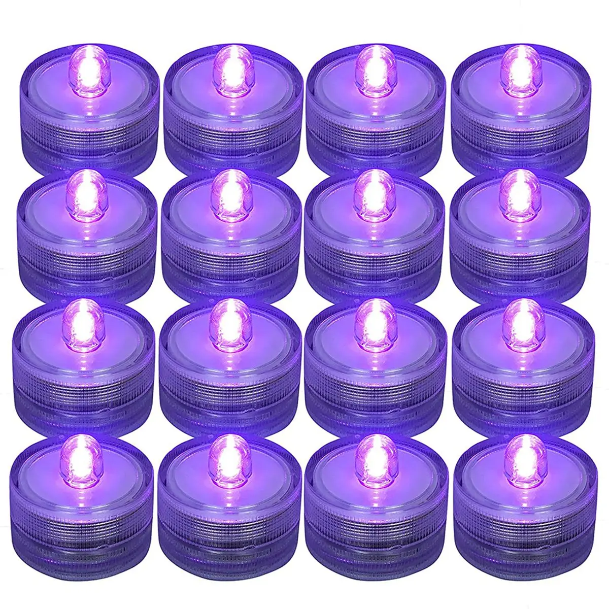 

12Pcs Submersible LED Light,Purple Waterproof Flameless Candle Tea Lights,Underwater Battery Operated Seasonal Festival