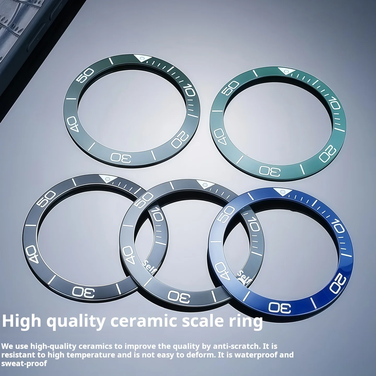 Ceramic Bezel With Luminous Bead For Longines Conquest Hydroconquest 39*31.2 Or 40.6*32. 4mm Black Green Blue Bezel Insert Ring view 3