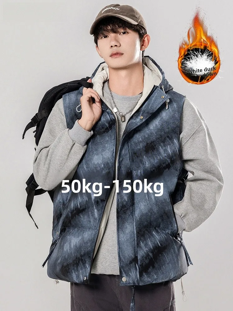 

Модный мужской пуховый жилет на зиму, теплый, свободного кроя, большого размера, с капюшоном, в городском стиле