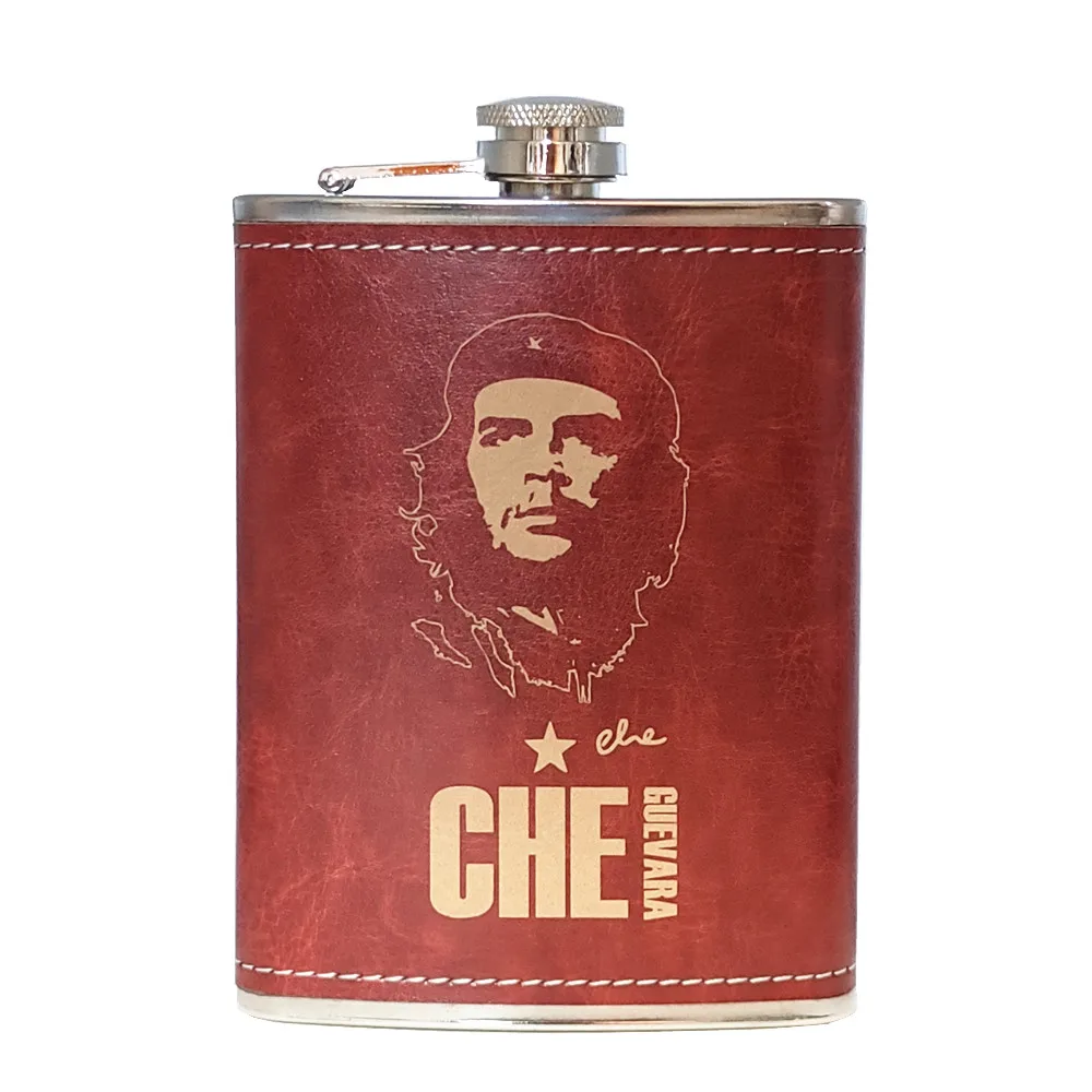 Che Guevara Super 8OZ 304 Stainless steel hip flask cover quality pu leahter copper lid travelling hiking camping drink flasks