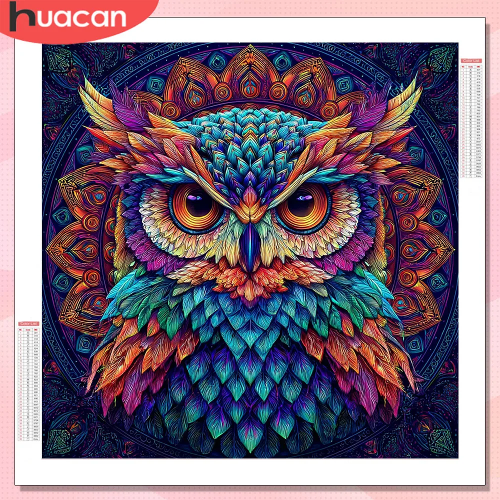 

HUACAN Diamond Painting New Full Kits Owl Animal Square Round Diamond Mosaic 5d Handmade Rhinestones Picture