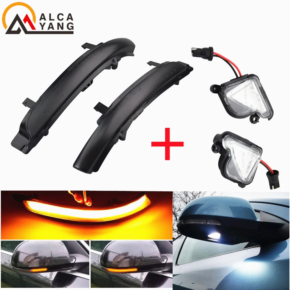 

Светодиодный динамический указатель поворота с боковым крылом для Skoda Octavia MK2 A5 SuperB B6 3T 2009 2010 2011 2012 Под зеркальный светильник Puddle Lamp